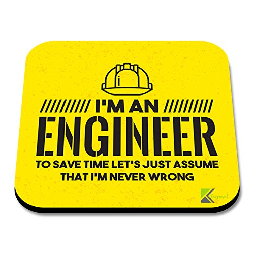 CS256 I'm an Engineer, to Save time Let's just Assume That I'm Never Wrong Novelty Funny Coffee Tea Drink Gift Glossy MDF Wooden Coaster