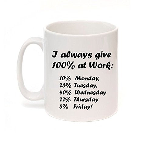 Kruzroyal I Always give 100% at Work Coffee Tea Mug Sold