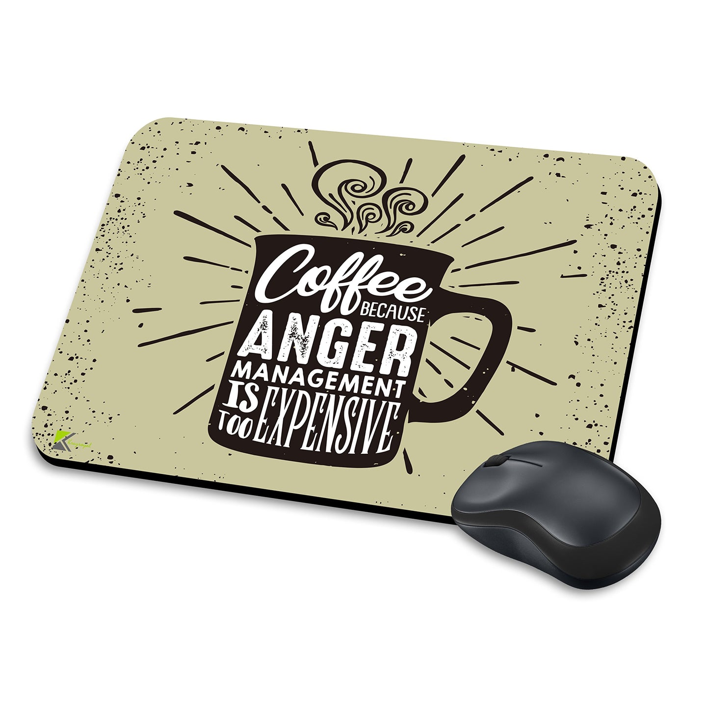MM286 - Coffee because anger management is too expensive Funny Novelty Gift Mousemat/MousePad Anti Slip Laptop Computer PC Mouse Mat