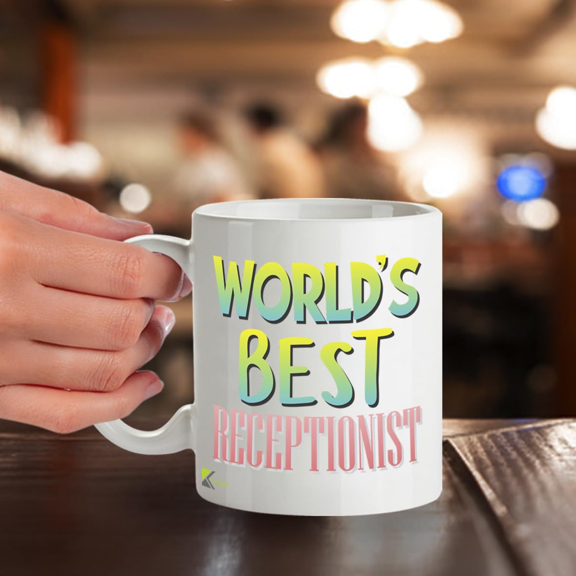 Kruzroyal DZ886 World's Best Receptionist Mug 11oz - White Ceramic Cup for Admin, PA - Funny Birthday, Leaving, Thank You Present