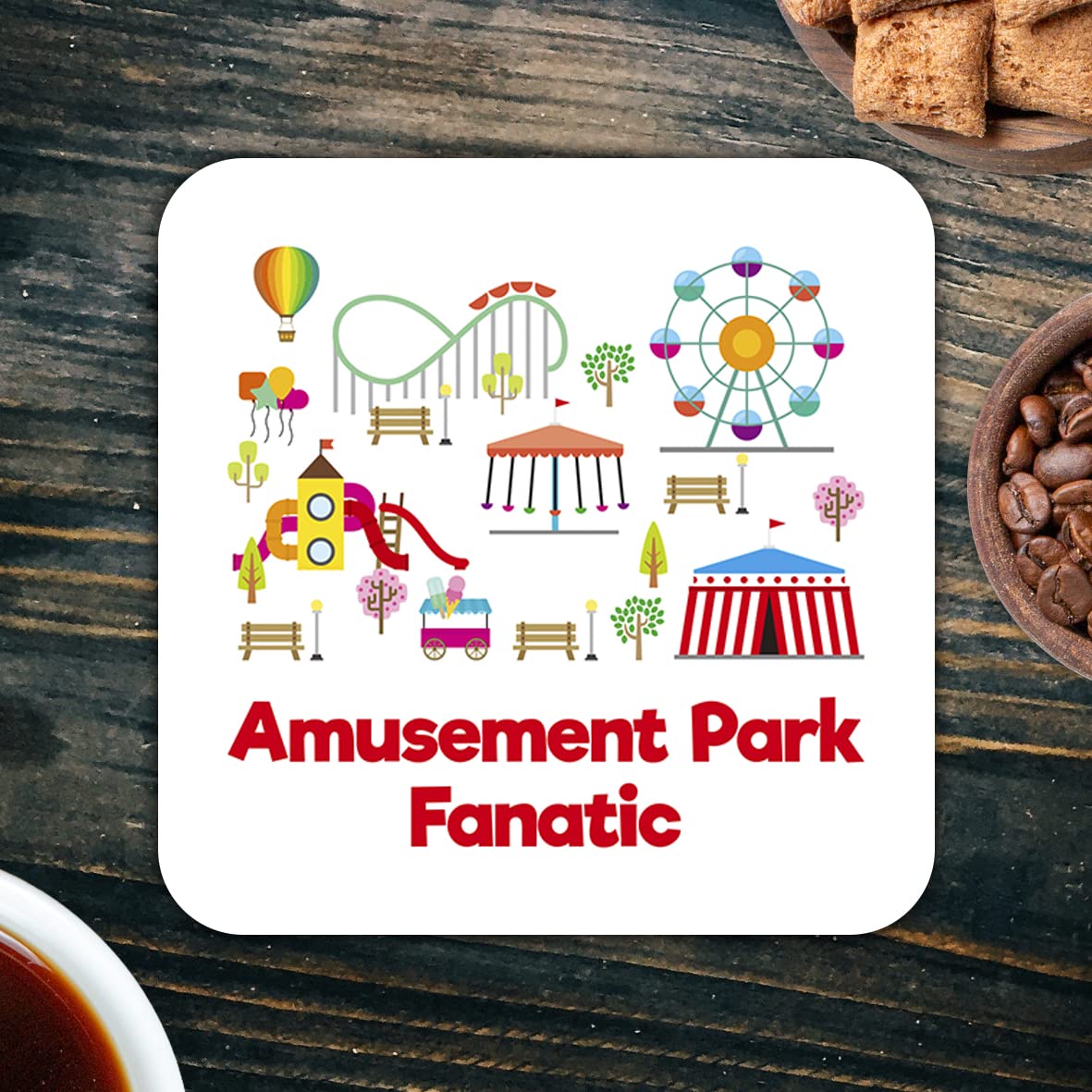 CS629 Amusement Park Fanatic Novelty Funny Coffee Tea Drink Gift Glossy MDF Wooden Coaster