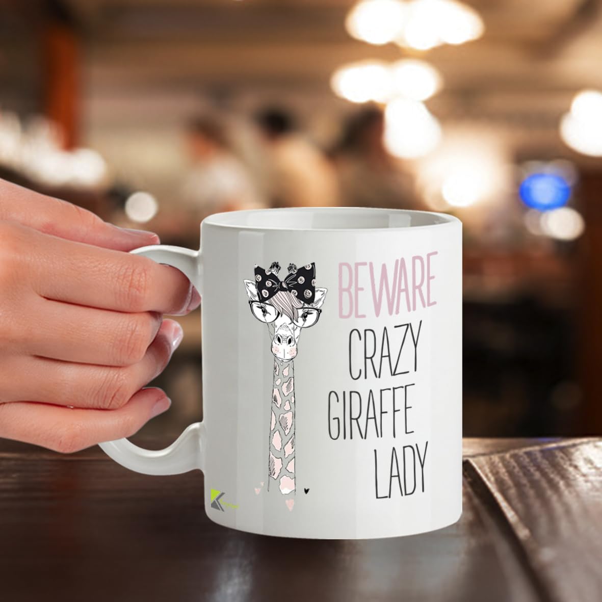 Kruzroyal DZ287 Beware Crazy Giraffe Lady Funny Novelty Great Gift Idea Coffee Tea Mug