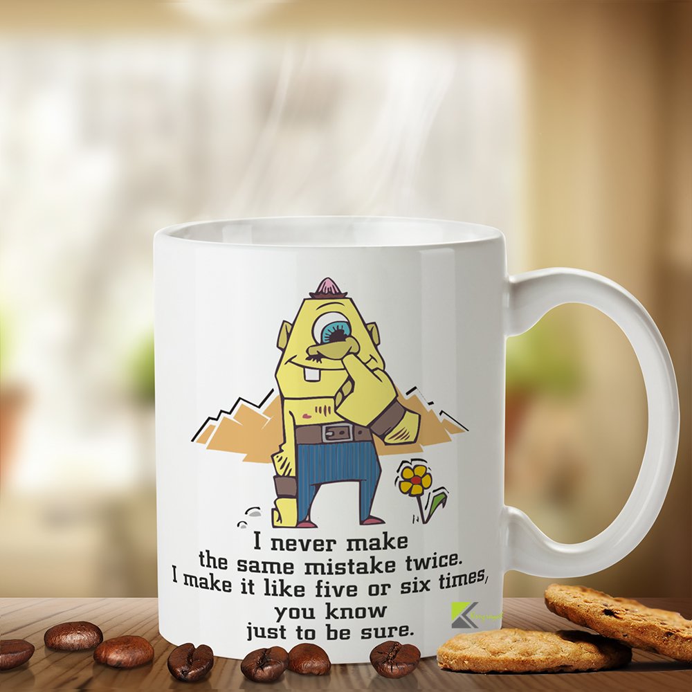 Kruzroyal Funny Sarcastic Mug, Never Make Same Mistake Twice Novelty Coffee Cup, Gag Gift for Work Colleagues, Friends
