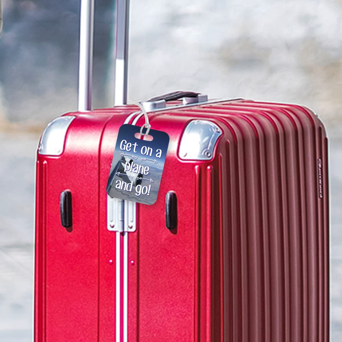 LT215 Get on a Place and go! Novelty Funny Unique Designer Gift Glossy Plastic Suitcase Luggage Tag