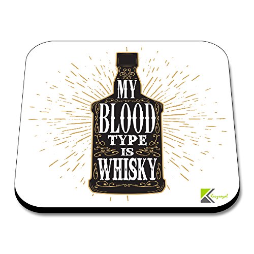 CS300 My Blood Type is Whisky Novelty Funny Coffee Tea Drink Gift Glossy MDF Wooden Coaster