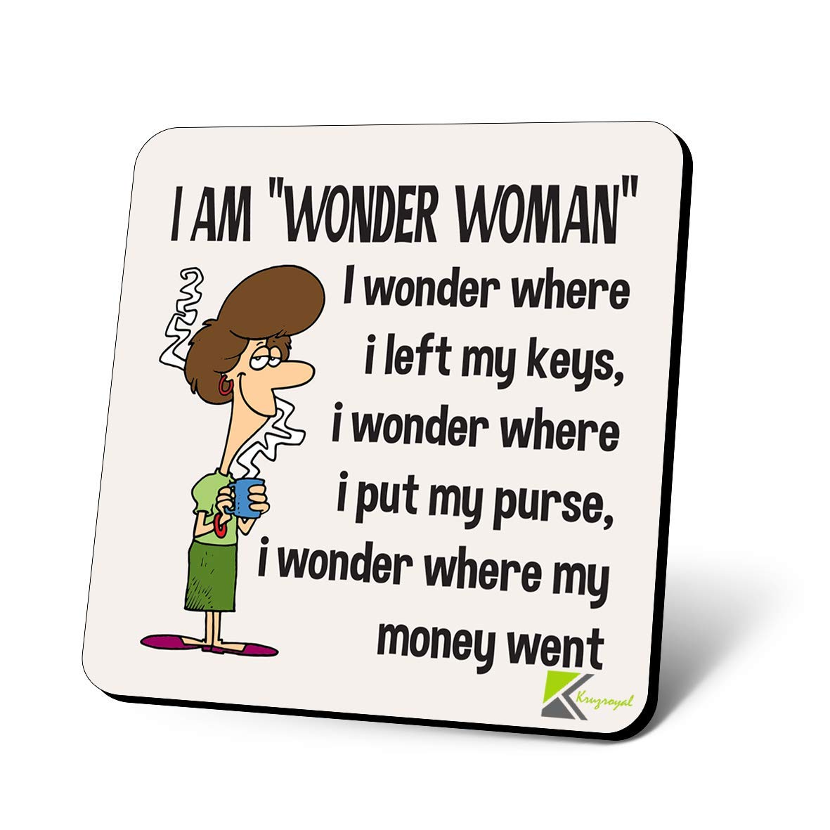 CS1125 I AM "Wonder Woman" Novelty Funny Coffee Tea Drink Gift Glossy MDF Wooden Coaster
