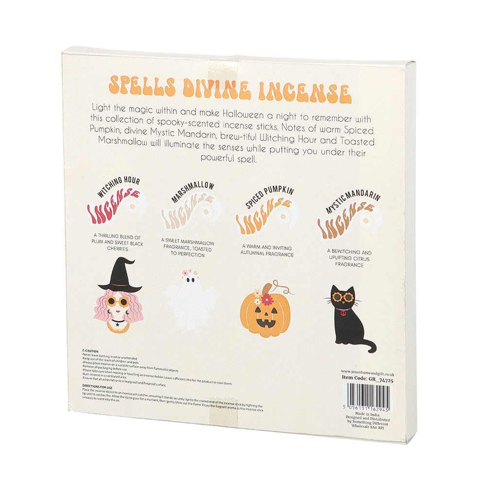 Something Different Halloween Incense Stick Gift Set, 4 Sets, Sticks, Incense, Plum-Cherry, Marshmallow, Pumpkin, Mandarin Scents, Home Fragrance, 22.5 cm
