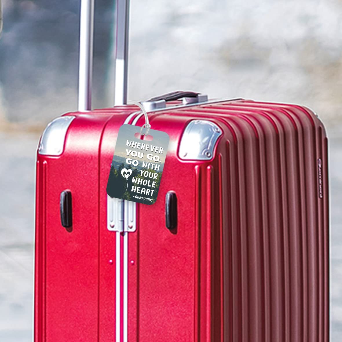LT021 Whereever You go, go with Your Whole Heart - Confucius Novelty Funny Unique Designer Gift Glossy Plastic Suitcase Luggage Tag