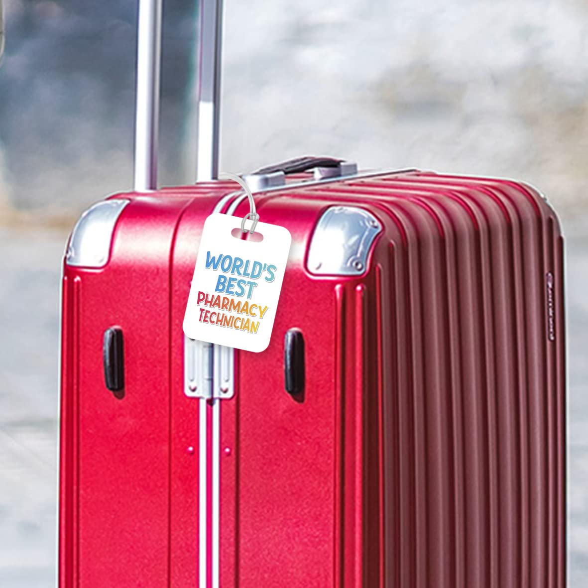 LT475 World's Best Pharmacy Technician Novelty Funny Unique Designer Gift, Suitcase, Glossy Plastic Luggage Tag for Pharmacy Technician