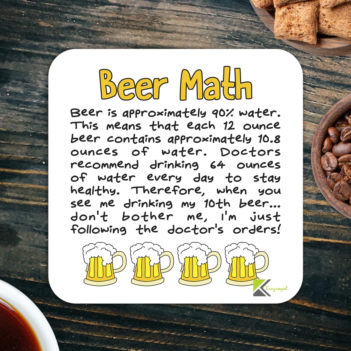 CS334 Beer Math Novelty Funny Coffee Tea Drink Gift Glossy MDF Wooden Coaster