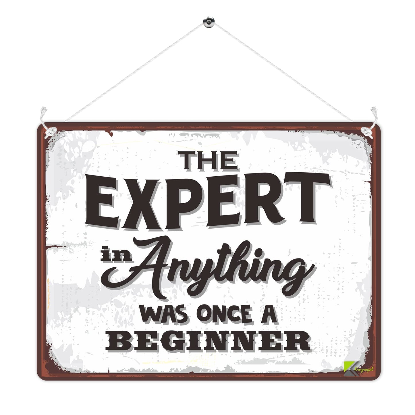 MP257 The expert in anything was once a beginner Funny Novelty Retro Vintage Metal Wall Sign Plaque 20cm x 15cm