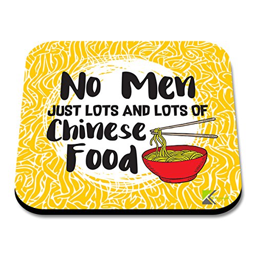 CS132 NO Men, Just Lots and Lots of chines Food. Novelty Funny Coffee Tea Drink Gift Glossy MDF Wooden Coaster