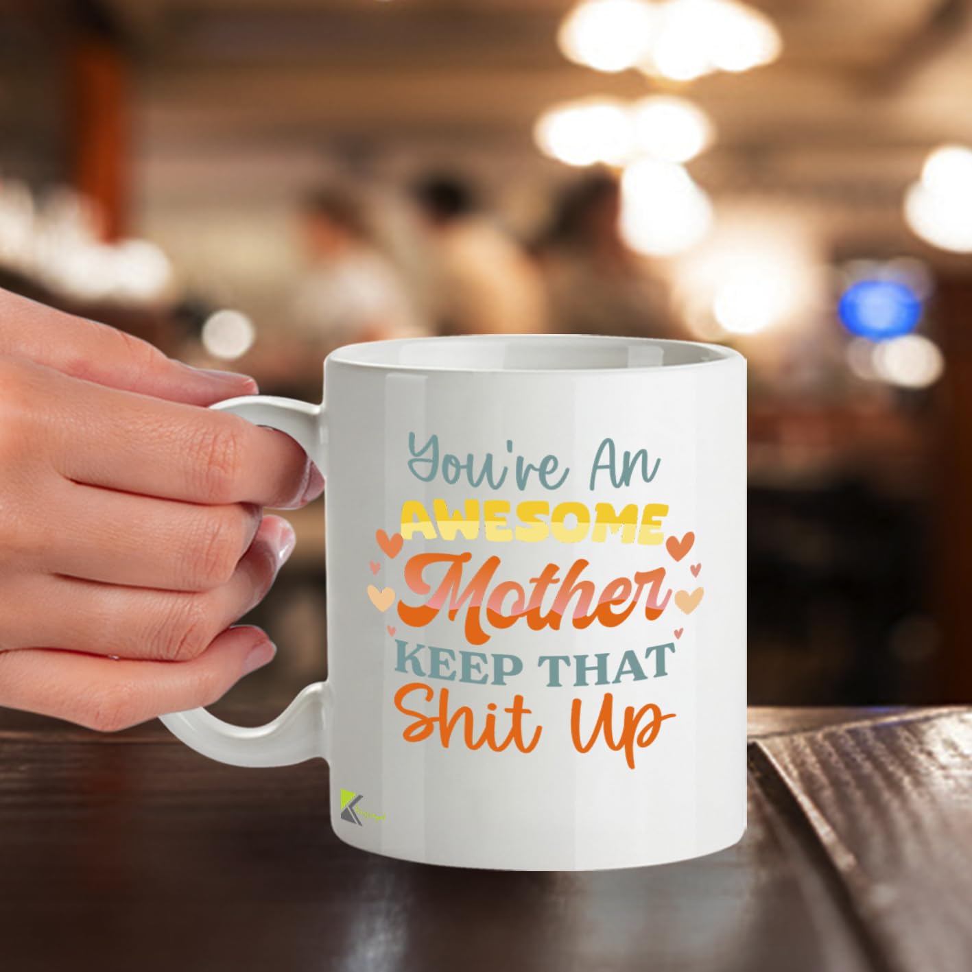 Kruzroyal Awesome Mother Funny Mug - Humorous Mum Novelty Cup Great Gift from Son Daughter for Mothers Day Birthday