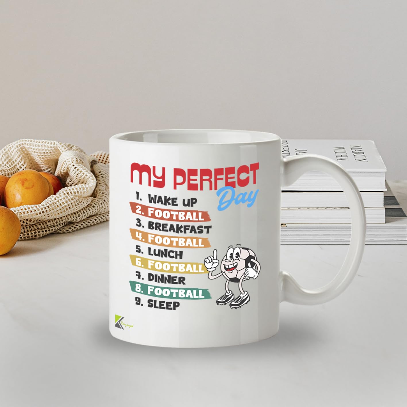 Kruzroyal My Perfect Day Football Funny Coffee Mug - Soccer Themed Novelty Cup Great Gift for Fans Players Men Boys Dad