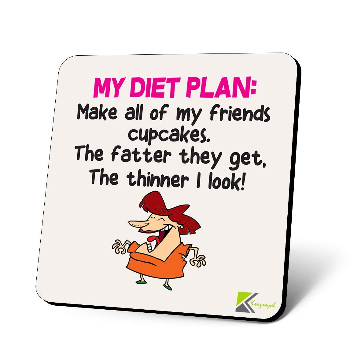 CS1114 My Diet Plan: Make all of my friends cupcakes. The fatter they get, the thinner i look! Novelty Funny Coffee Tea Drink Gift Glossy MDF Wooden Coaster