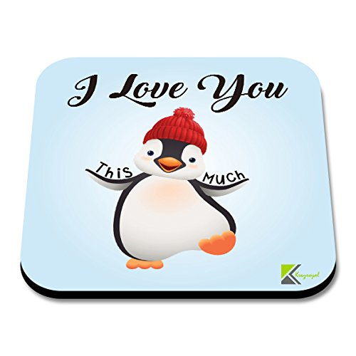 CS048 I Love You This Much/PenguinNovelty Funny Coffee Tea Drink Gift Glossy MDF Wooden Coaster