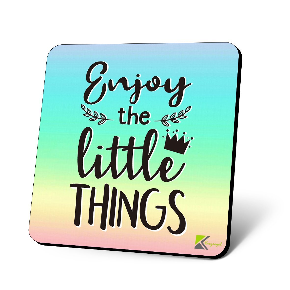 CS1054 Enjoy The Little Things Novelty Funny Coffee Tea Drink Christmas Gift Glossy MDF Wooden Coaster