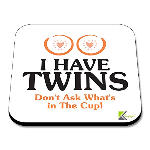 CS274 I Have Twins Don't Ask What's in The Cup! Novelty Funny Coffee Tea Drink Gift Glossy MDF Wooden Coaster