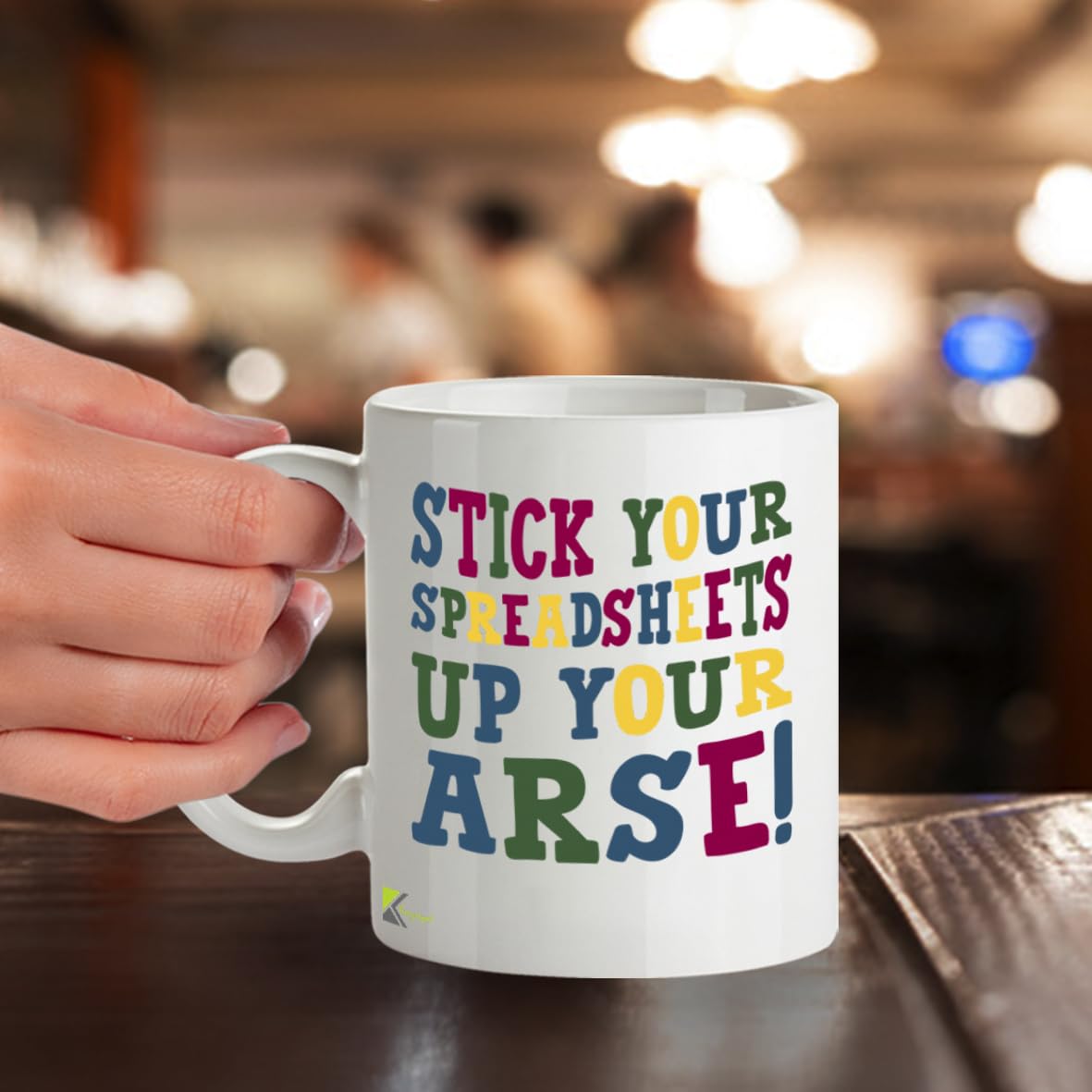 Kruzroyal Rude Office Mug, Stick Your Spreadsheets Up Your A*se Design, Funny Novelty Gift for Accountant, Colleague or Boss, White Ceramic Coffee Tea Cup, 11 oz DZ123