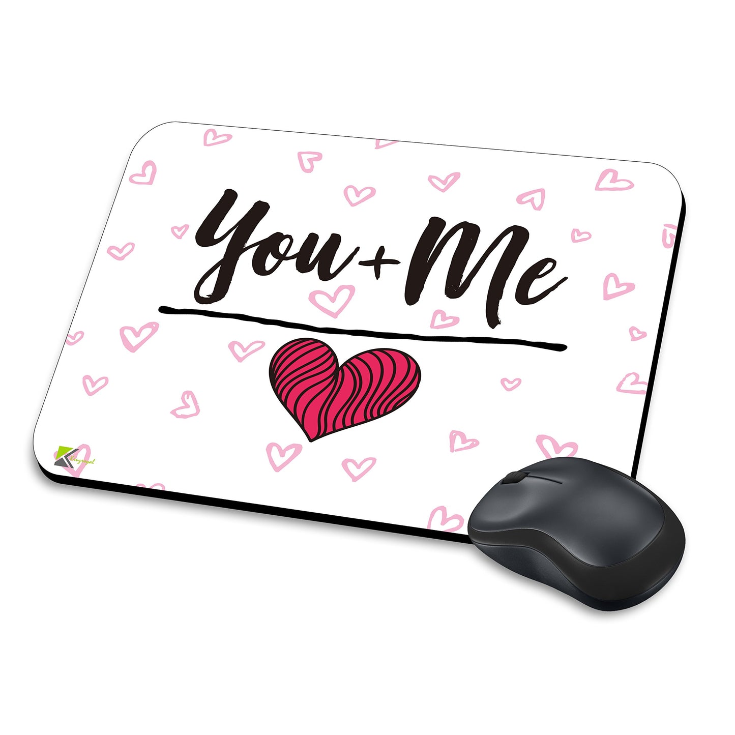 MM263 - You plus me = heart Funny Novelty Gift Mousemat/MousePad Anti Slip Laptop Computer PC Mouse Mat