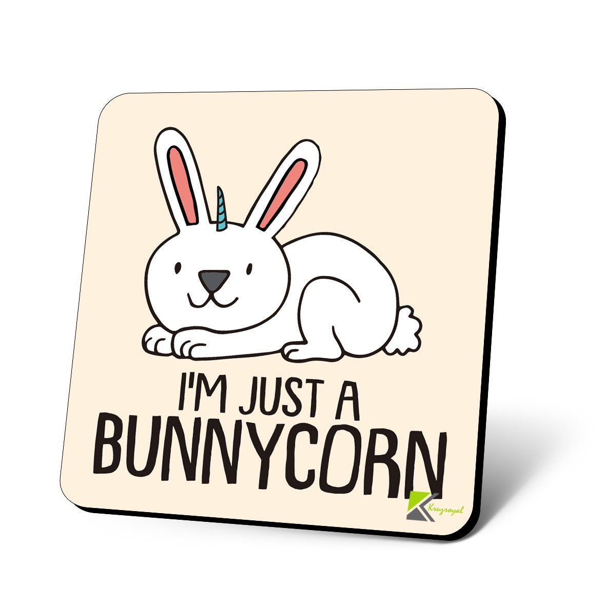 CS1095 I'm Just A Bunnycorn Novelty Funny Coffee Tea Drink Christmas Gift Glossy MDF Wooden Coaster