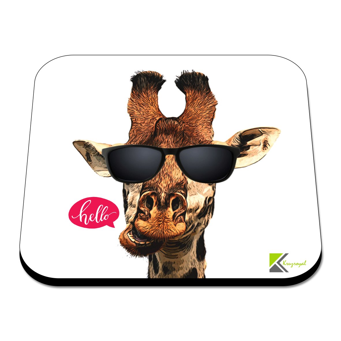 CS383 Hello Girraffe Funny Face Novelty Funny Coffee Tea Drink Gift Glossy MDF Wooden Coaster