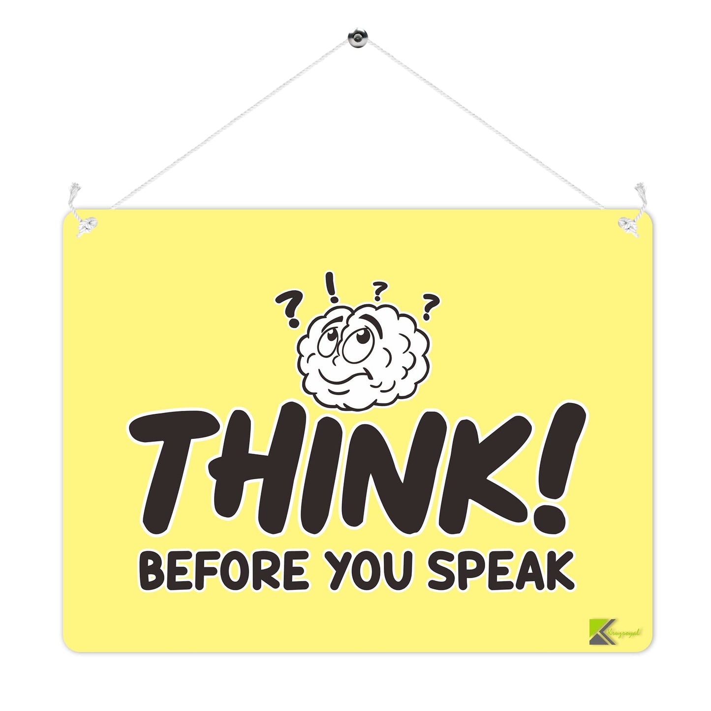 MP251 Think before you speak Funny Novelty Retro Vintage Metal Wall Sign Plaque 20cm x 15cm