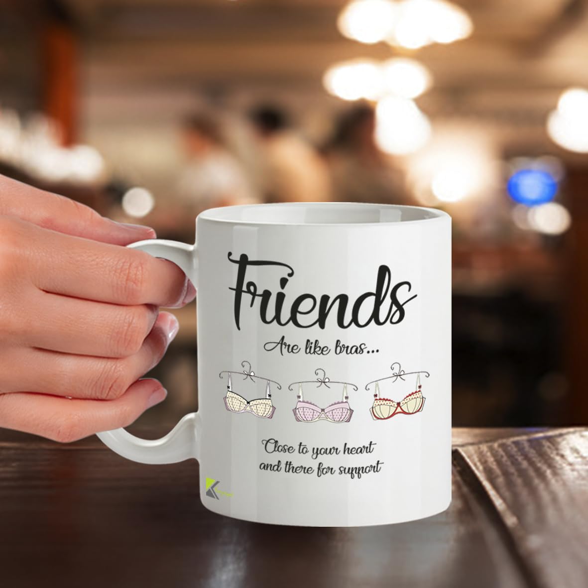 Kruzroyal DZ279 Friends are Like Bras... Close to Your Heart and There for Support Funny Novelty Great Gift Idea Coffee Tea Mug | Gift for Best Friend, Bestie, Women
