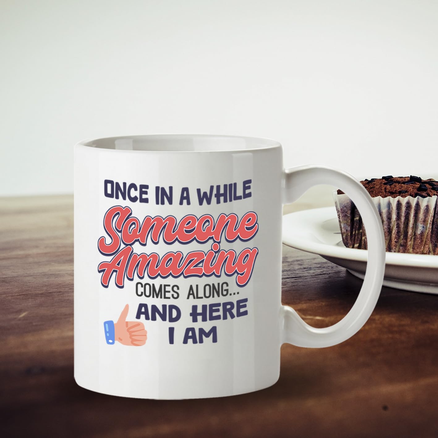 Kruzroyal DZ945 Once in A While Someone Amazing Comes Along and Here I Am 11oz White Ceramic Coffee Tea Mug - Funny Sarcastic Self-Confident Humor Gift for Men Women, Birthday Christmas