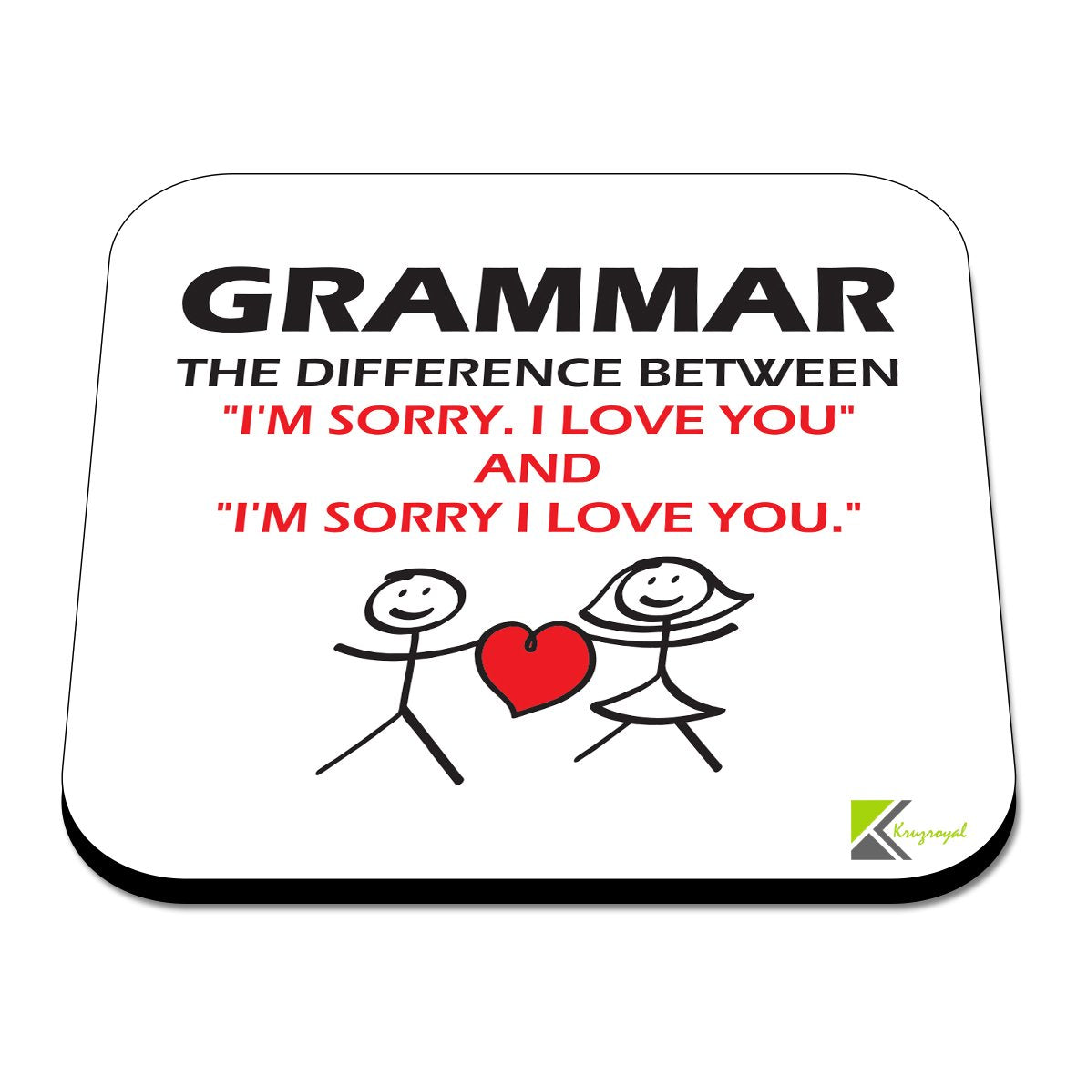CS372 Grammar Difference Full Stop Novelty Funny Coffee Tea Drink Gift Glossy MDF Wooden Coaster