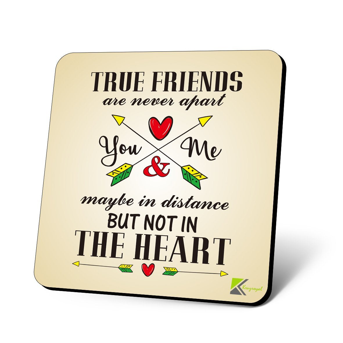CS1073 True Friends are Never Apart Maybe in Distance but not in The Heart Novelty Funny Coffee Tea Drink Glossy MDF Wooden Coaster