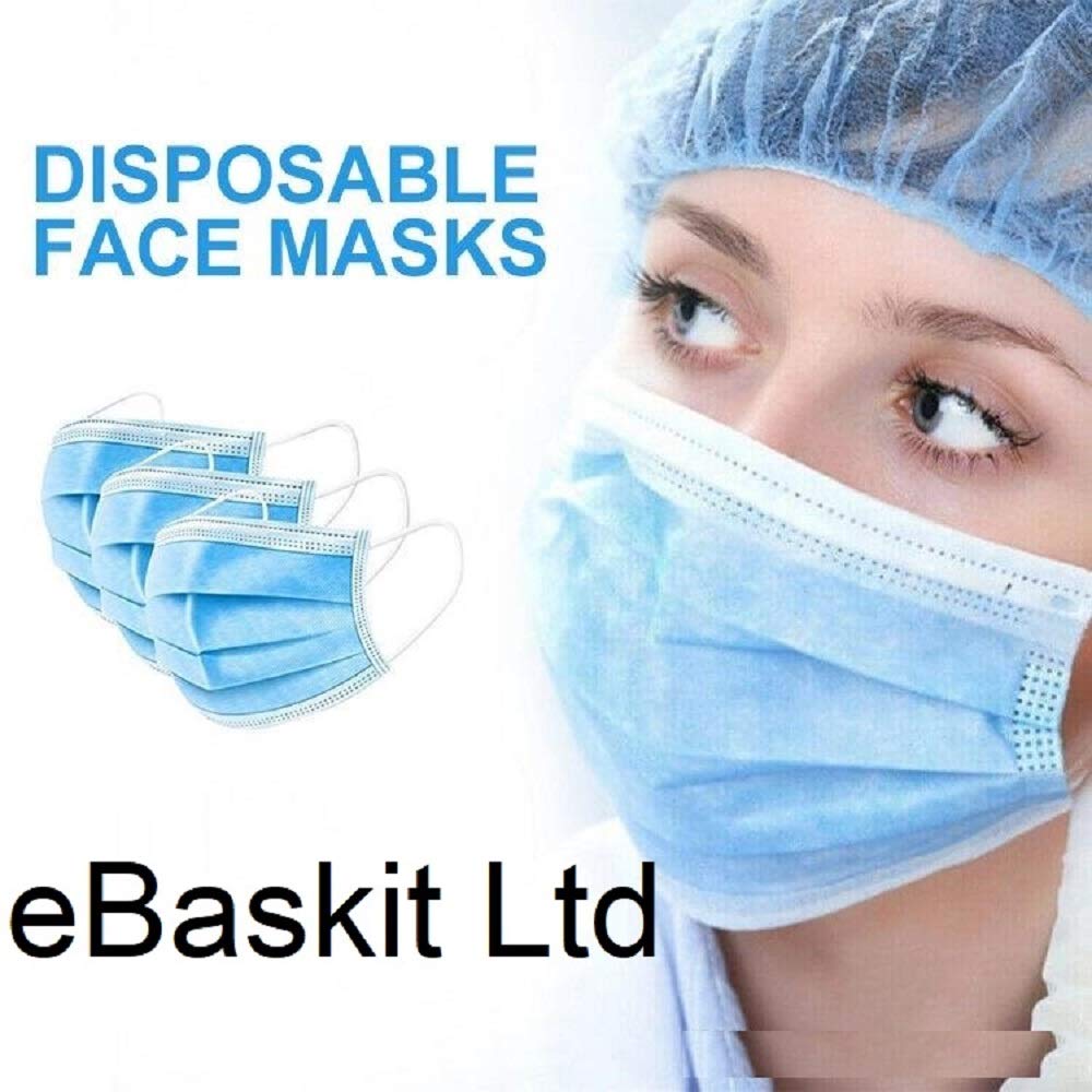 Fesjoy 10Pcs Disposable Face M-as-k 3 Layers M-as-k Non-woven Disposable Anti-dust Safe Breathable M-as-ks Blue