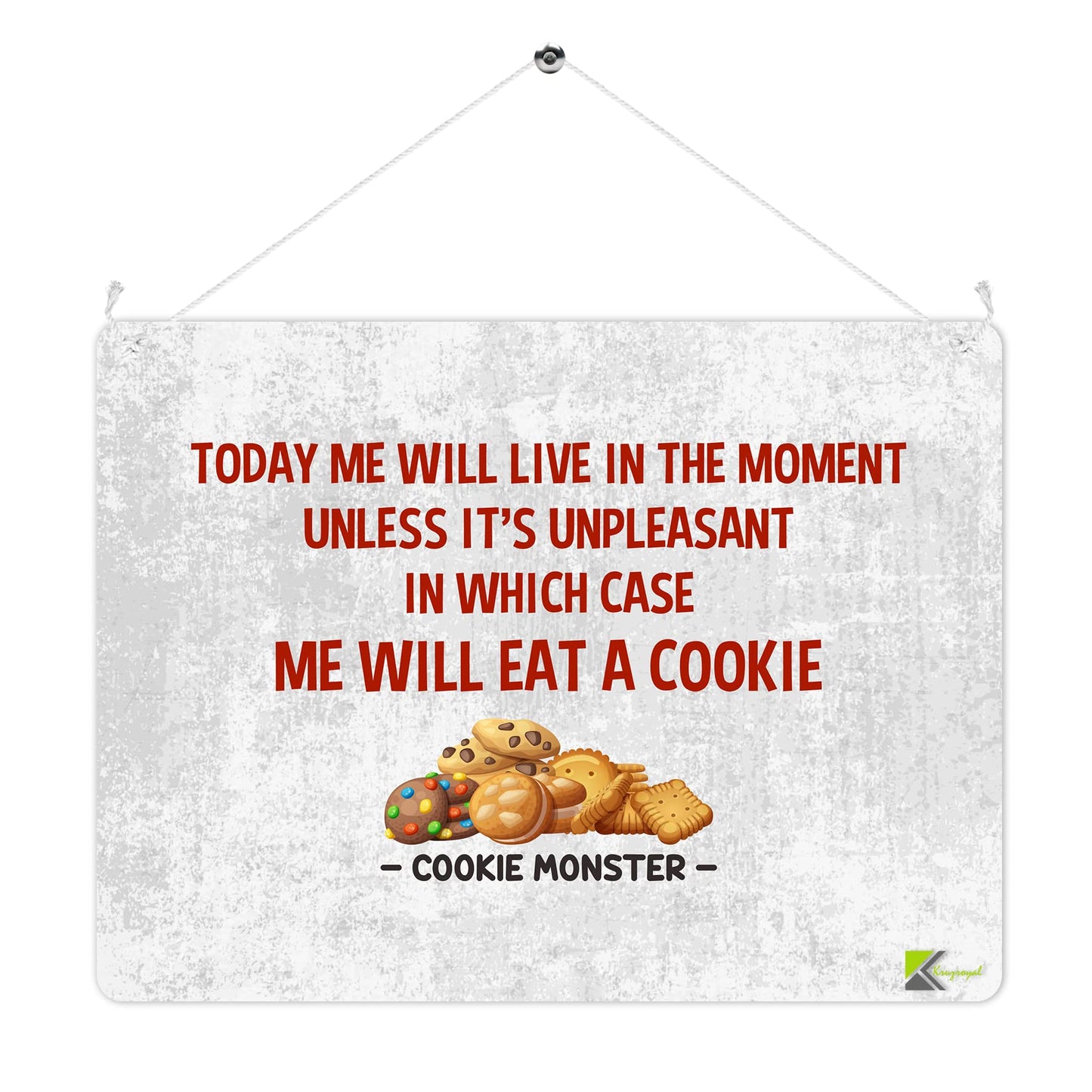 MP210 Cookie Monster Quote Funny Novelty Retro Vintage Metal Wall Sign Plaque 20cm x 15cm