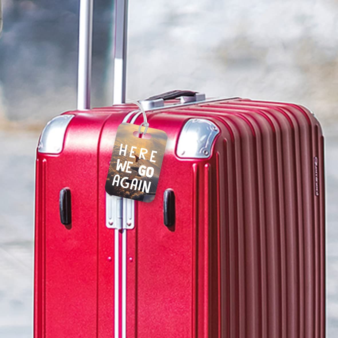 LT048 Here We Go Again Novelty Funny Unique Designer Gift Glossy Plastic Suitcase Luggage Tag