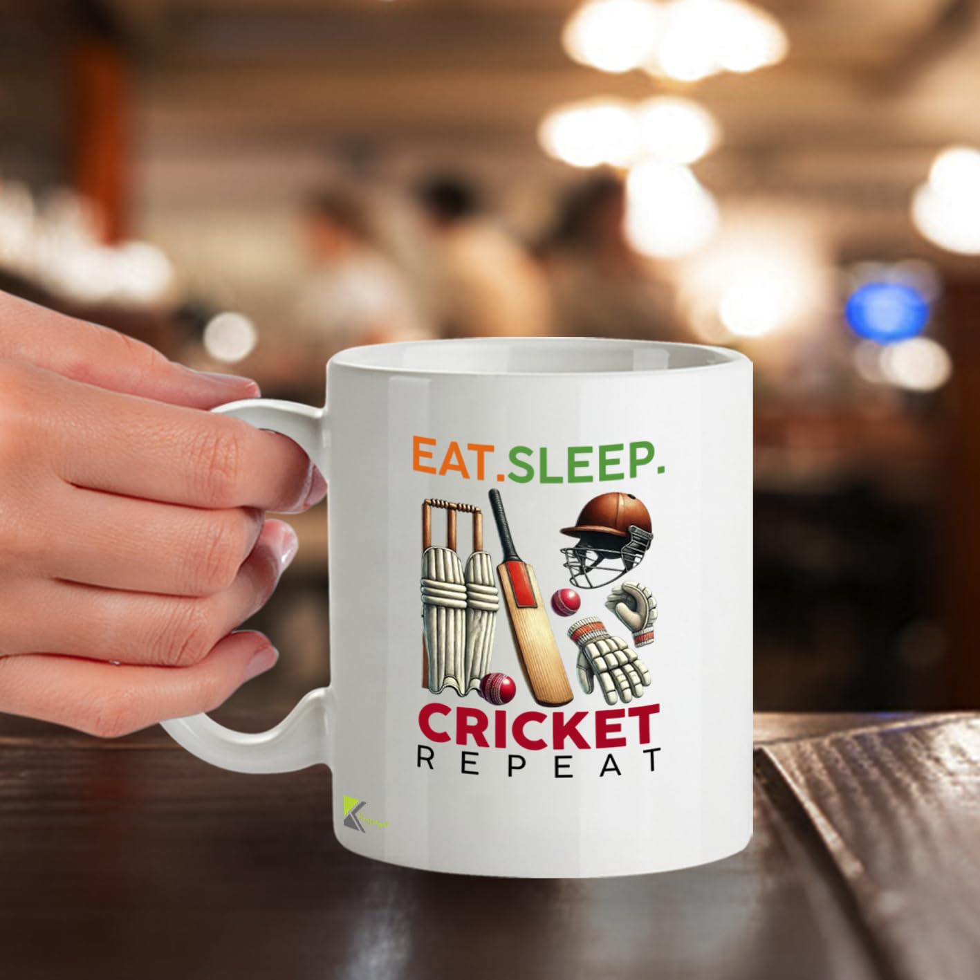 Kruzroyal Funny Cricket Mug | Eat Sleep Cricket Repeat | Cricket Gifts for Men Dad Him | 11oz Ceramic Coffee Mug