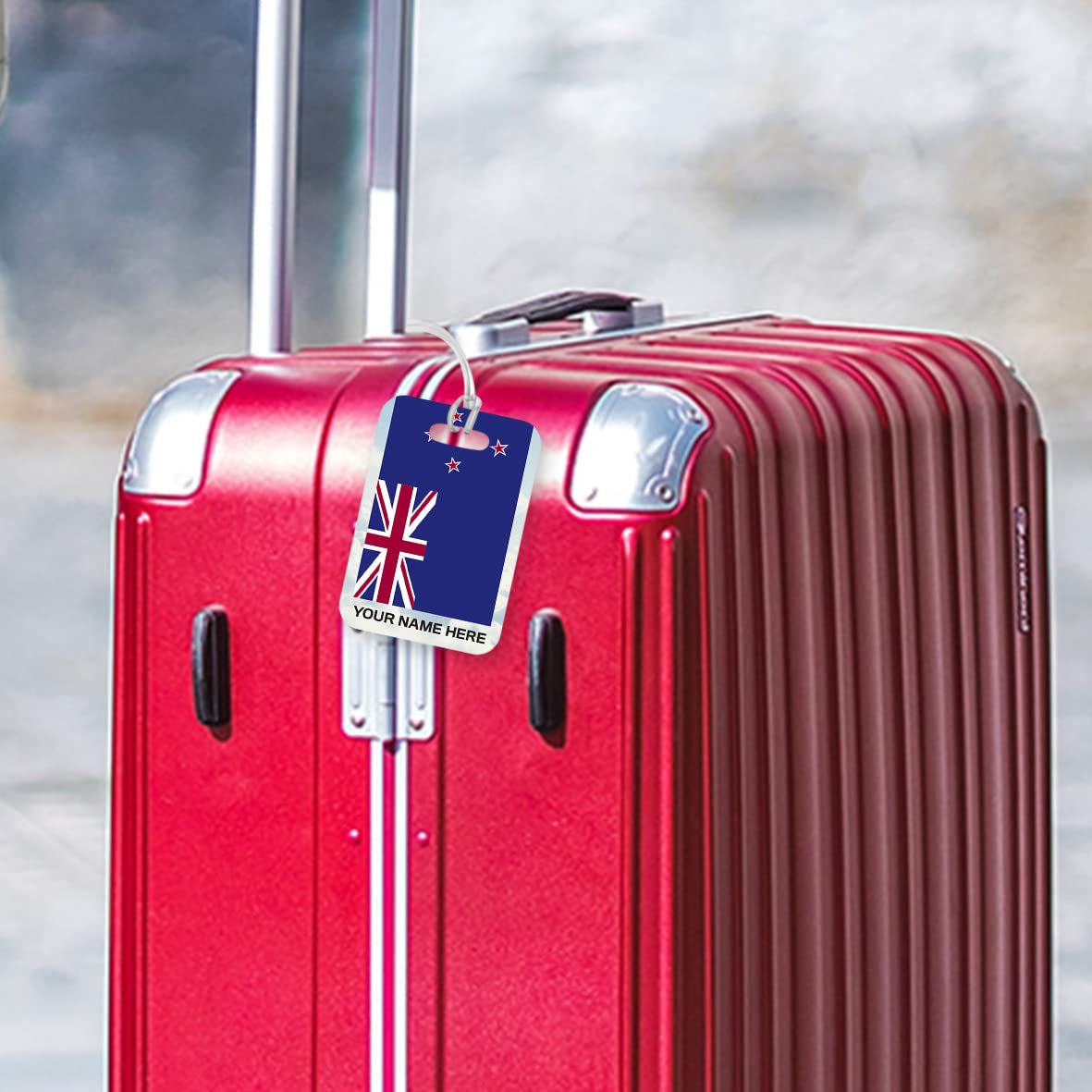 PLT277 Personalised Name with New Zealand Flag Novelty Funny Unique Designer Gift Glossy Plastic Suitcase Luggage Tag