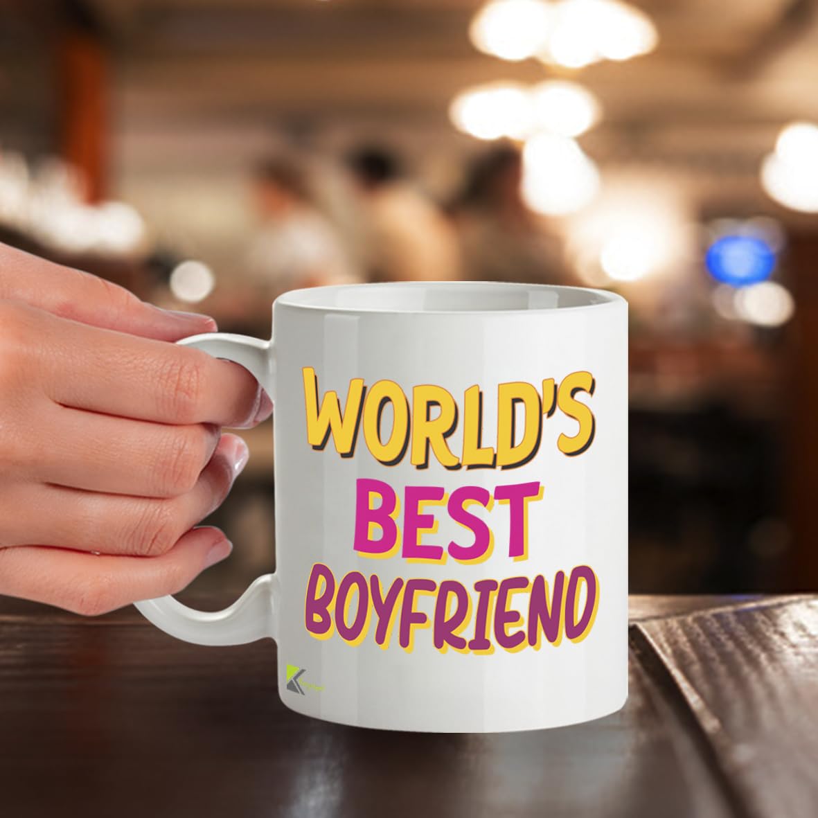Kruzroyal DZ835 World's Best Boyfriend Mug 11oz - White Ceramic Coffee & Tea Cup - Romantic Birthday, Anniversary, Valentine's Present for Him