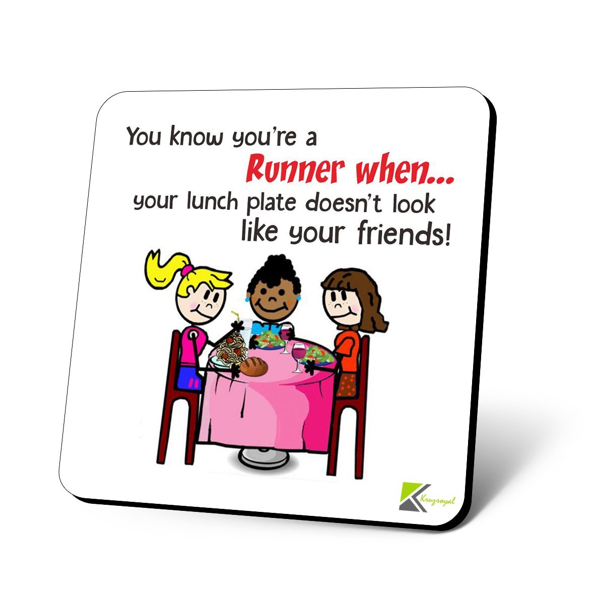 CS984 You Know You're a Runner When Your Lunch Plate Doesn't Look Like Your Friends! Novelty Funny Coffee Tea Drink Gift Glossy MDF Wooden Coaster