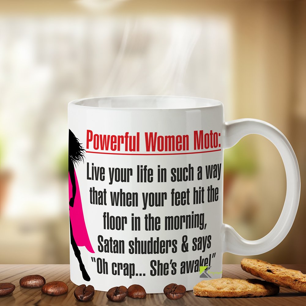 Kruzroyal Powerful Women Motto Funny Mug, Novelty Coffee Cup, Empowering Gift for Her, Friend, Colleague