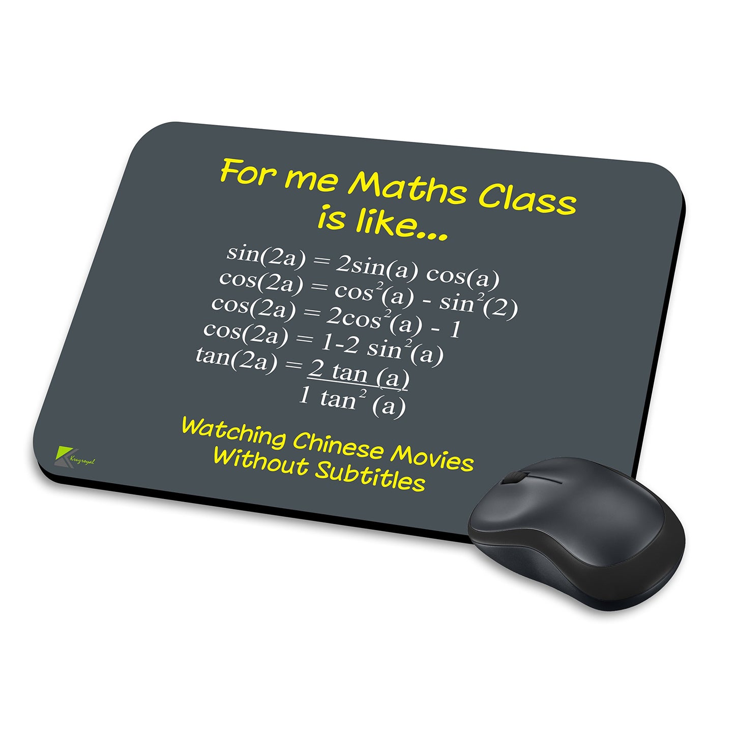 MM131 - For me maths class is like... Watching Chinese movies Without Subtitles Funny Novelty Gift Mousemat/MousePad Anti Slip Laptop Computer PC Mouse Mat