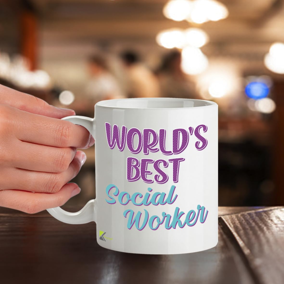 Kruzroyal DZ853 World's Best Social Worker Mug 11oz - White Ceramic Cup for Social Care Professional - Ideal Birthday, Thank You, Leaving Present
