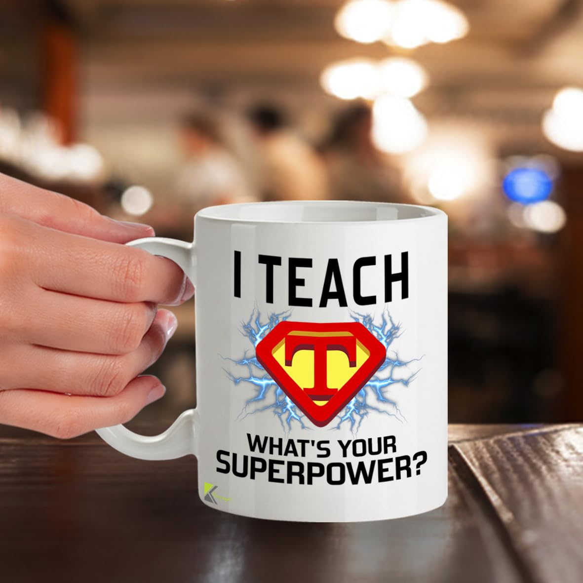 Kruzroyal Teacher Mug Gift 11oz/325ml - I Teach What's Your Superpower Funny Ceramic Cup for Teachers Men Women - Appreciation Thank You Present