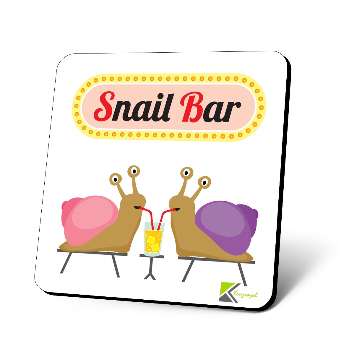 CS951 Snail Bar Novelty Funny Coffee Tea Drink Gift Glossy MDF Wooden Coaster