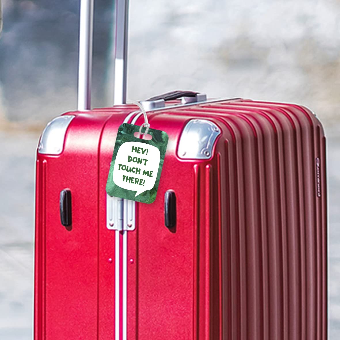 LT014 Hey! Don't Touch Me There! Novelty Funny Unique Designer Gift Glossy Plastic Suitcase Luggage Tag