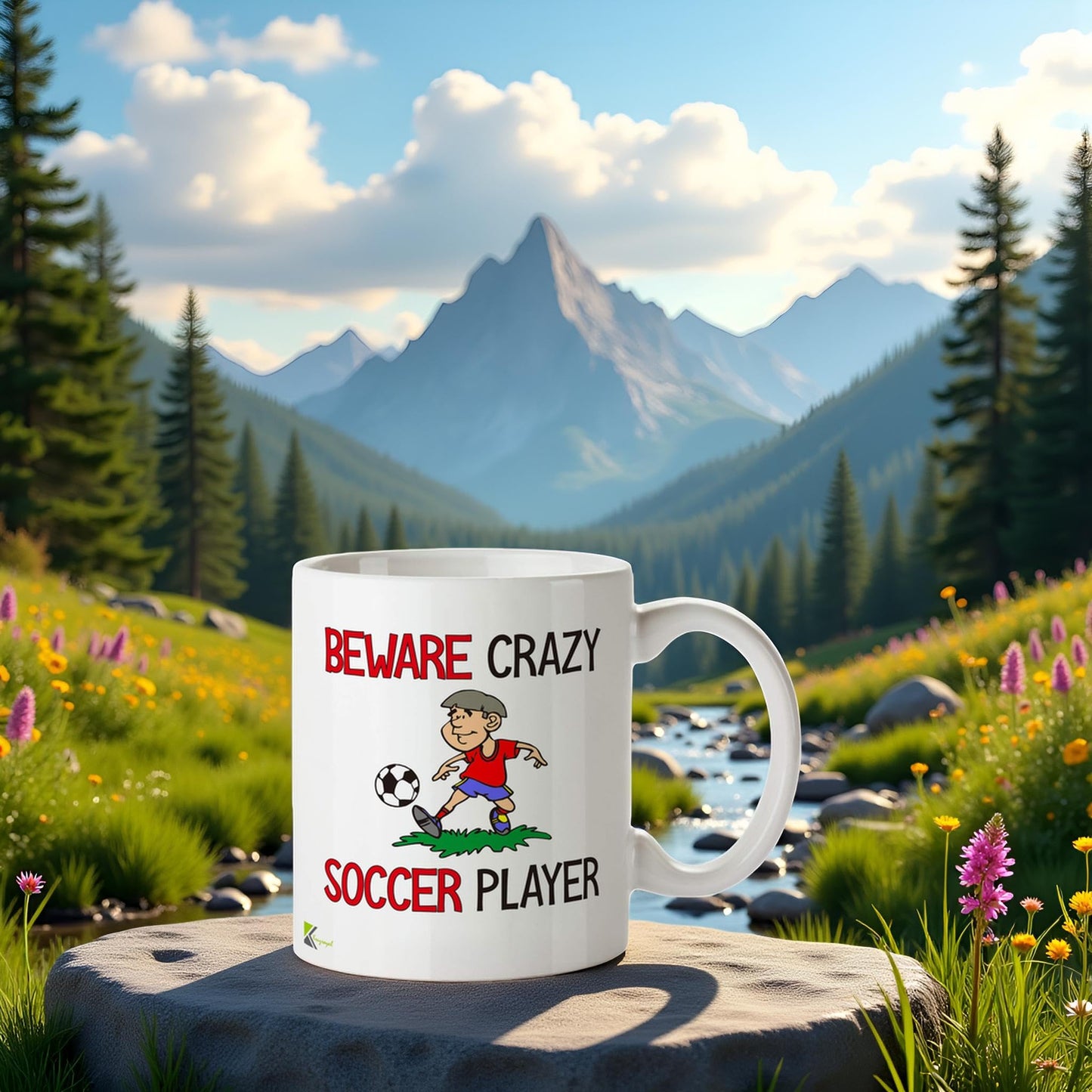 Kruzroyal "Beware Crazy Soccer Player Funny Mug - 11oz Ceramic Coffee Cup, Novelty Gift for Players, Coaches, Fans, Men, Women, Dad