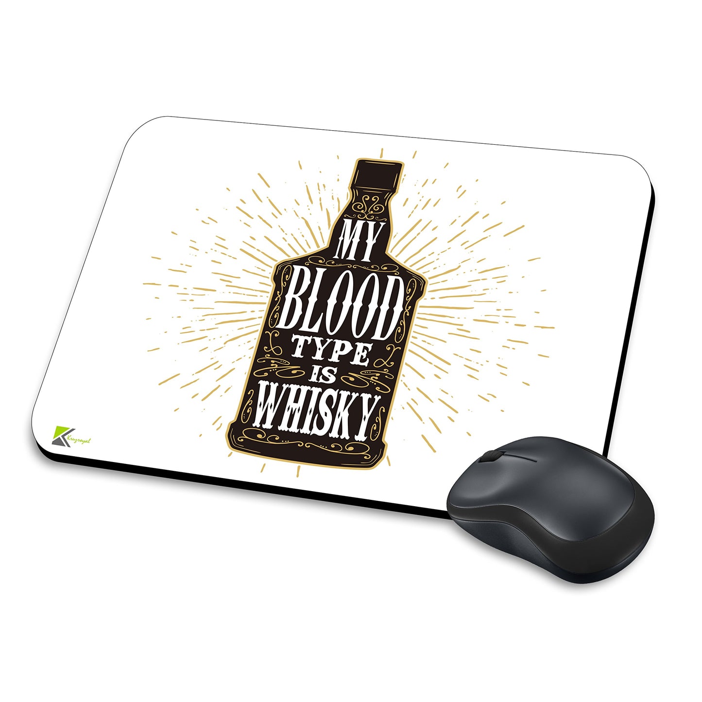 MM292 - My blood type is whisky Funny Novelty Gift Mousemat/MousePad Anti Slip Laptop Computer PC Mouse Mat