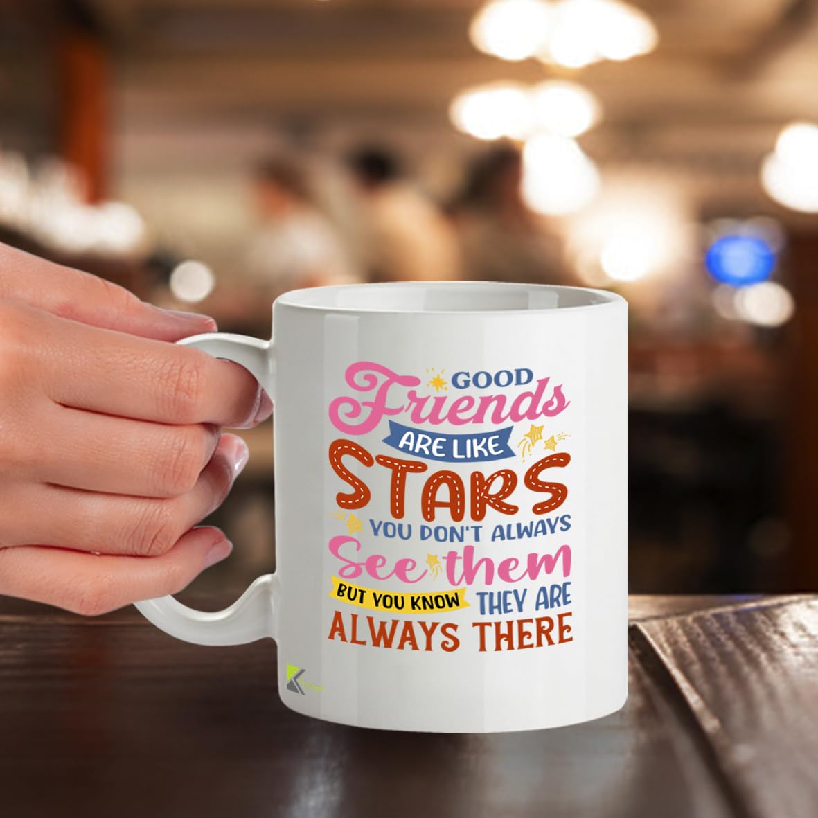 Kruzroyal Best Friend Mug Good Friends are Like Stars - 11oz Ceramic Coffee Tea Cup Gift for Women Friends Birthday Long Distance Friendship - Dishwasher Microwave Safe Sentimental Present