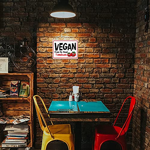 Kruzroyal MP380 VEGAN,From my head tomatoes. Funny Novelty Retro Vintage Metal Wall Sign Plaque 20cm x 15cm