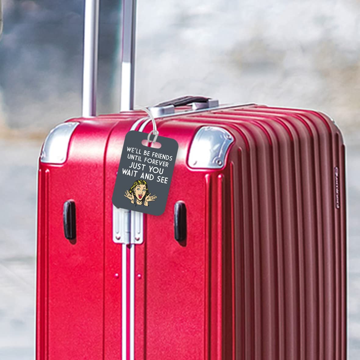 LT110 We'll Be Friends Until Forever Just You Wait and See Novelty Funny Unique Designer Gift Glossy Plastic Suitcase Luggage Tag