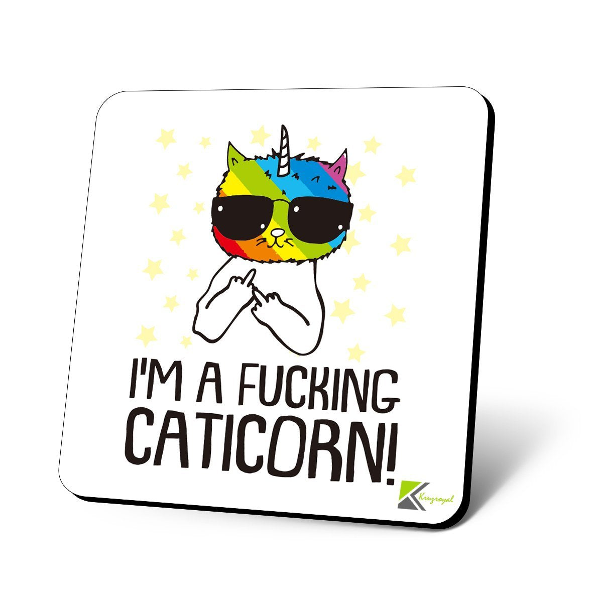 CS1062 I'm a FUC*ing Caticorn! Novelty Funny Coffee Tea Drink Christmas Gift Glossy MDF Wooden Coaster